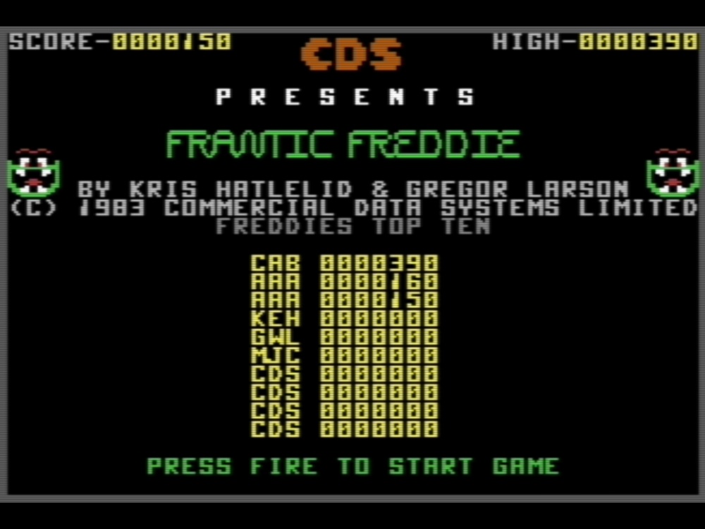 Title Screen of Frantic Freddie for Commodore 64